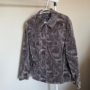 Jones New York Gray Paisley Varsity Jacket